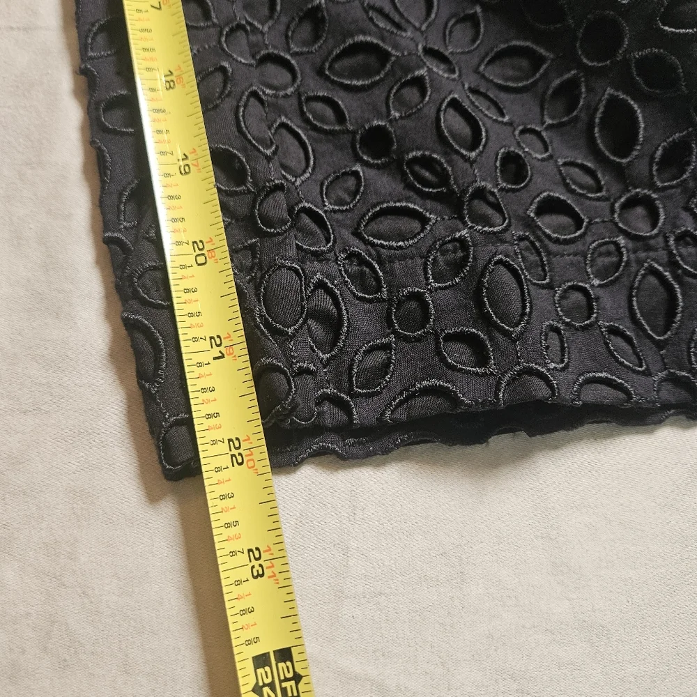 J.CREW Kasana Eyelet Jumpsuit‎ Black Ruffle Strap Wide Leg Size 00 Cropped